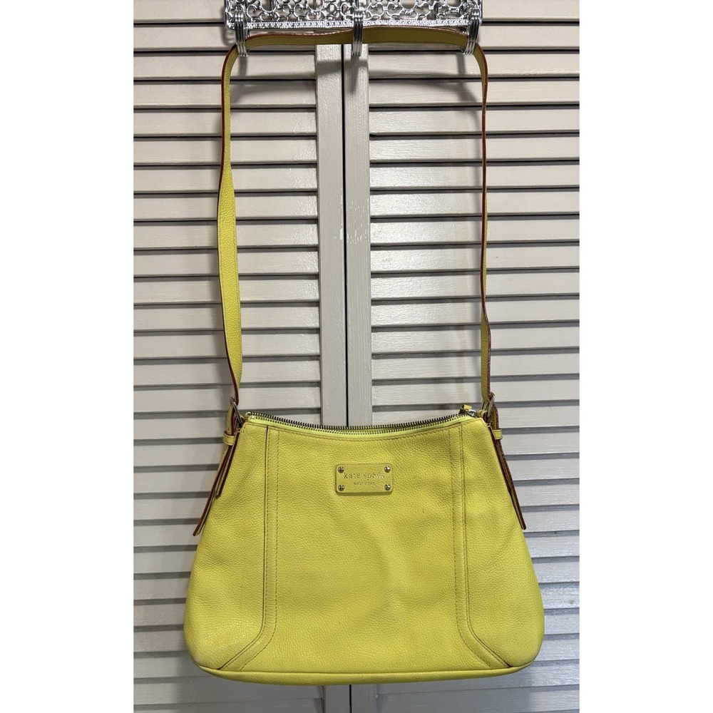 Kate Spade New‎ York Yellow Pebbled Shoulder Bag Detachable Strap Zipper Logo
